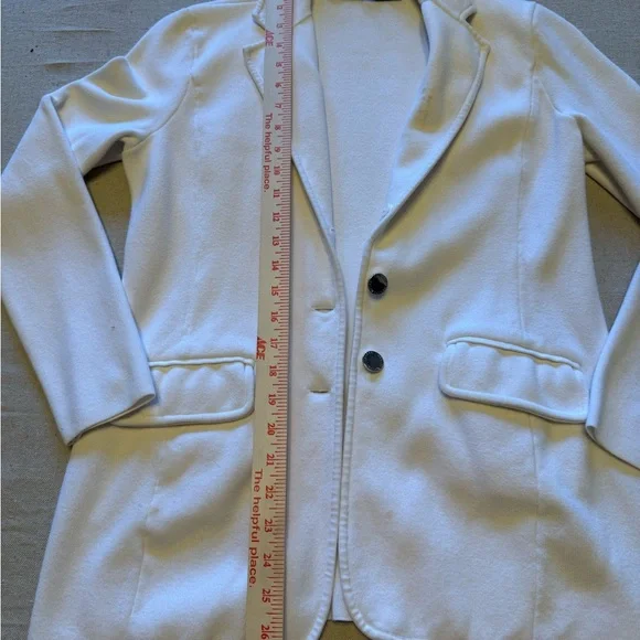 Vintage Lauren Ralph Lauren Women’s Winter Ivory Cotton Knit Blazer - Picture 7 of 10
